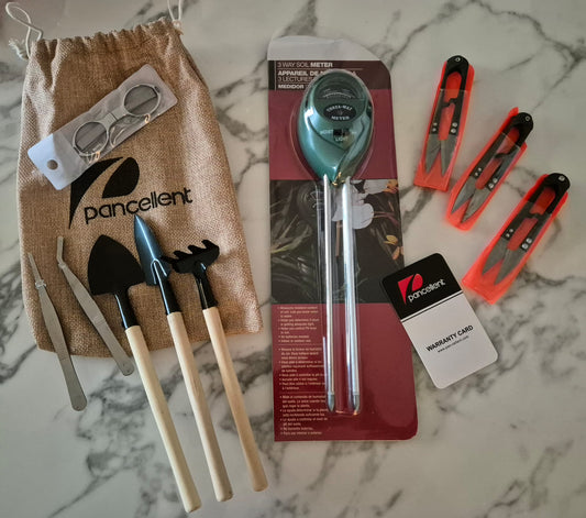 Misuratore Umidità del Suolo 3 in 1 con Set utensili da giardino
